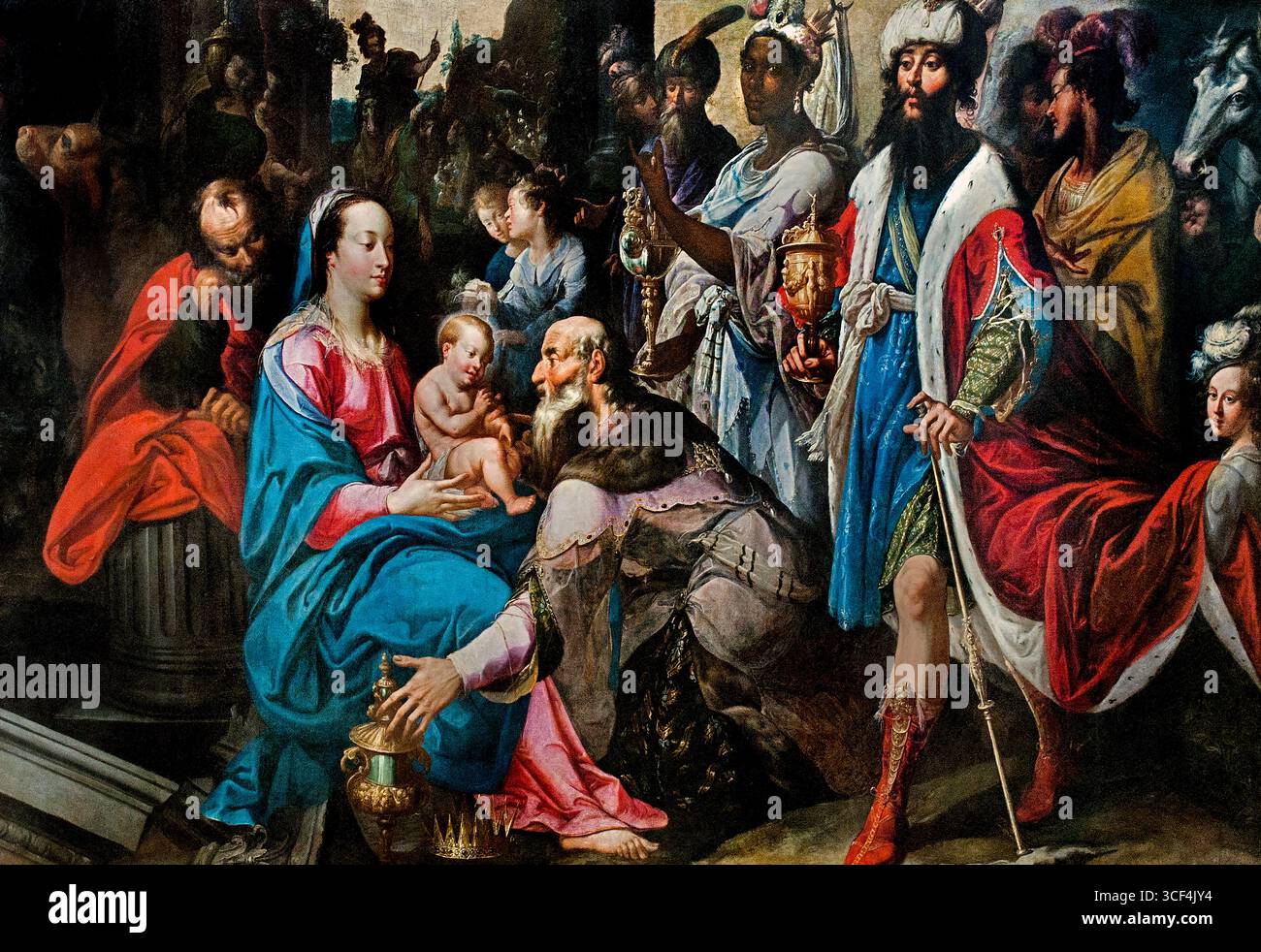 Georges Lallemand - Lallemant 1575-1636 Verehrung der Könige 1629 Frankreich französisches Lille Museum Frankreich. ( Anbetung, Magi, Anbetung der Könige, Geburt Jesu, drei Magi, dargestellt als Könige, fanden Jesus, indem sie einem Stern folgten, legten ihm Geschenke von Gold, Weihrauch und Myrrhe vor und beteten ihn an, ) Stockfoto
