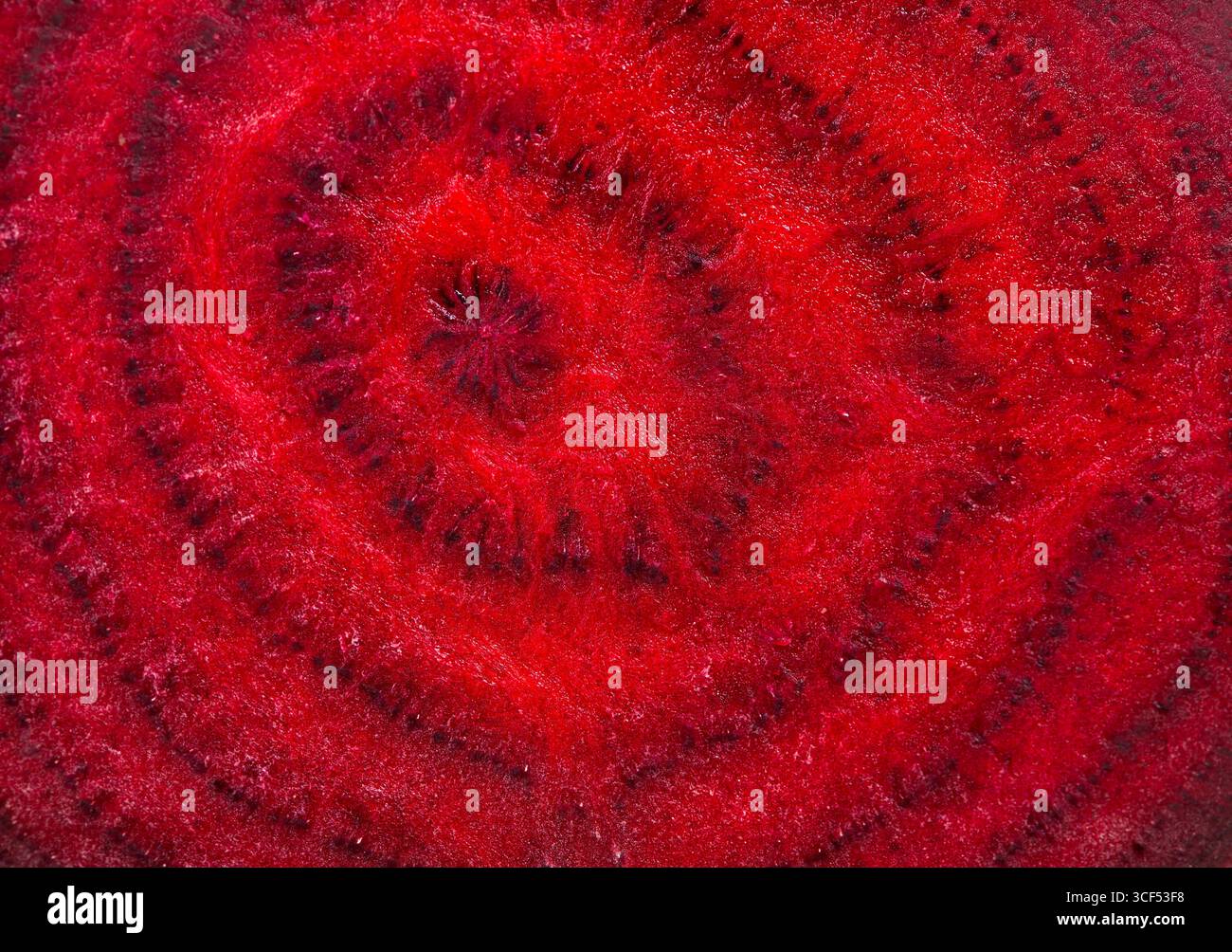 Nahaufnahme des abstrakten Textur eine rohe rote Beete. Stockfoto