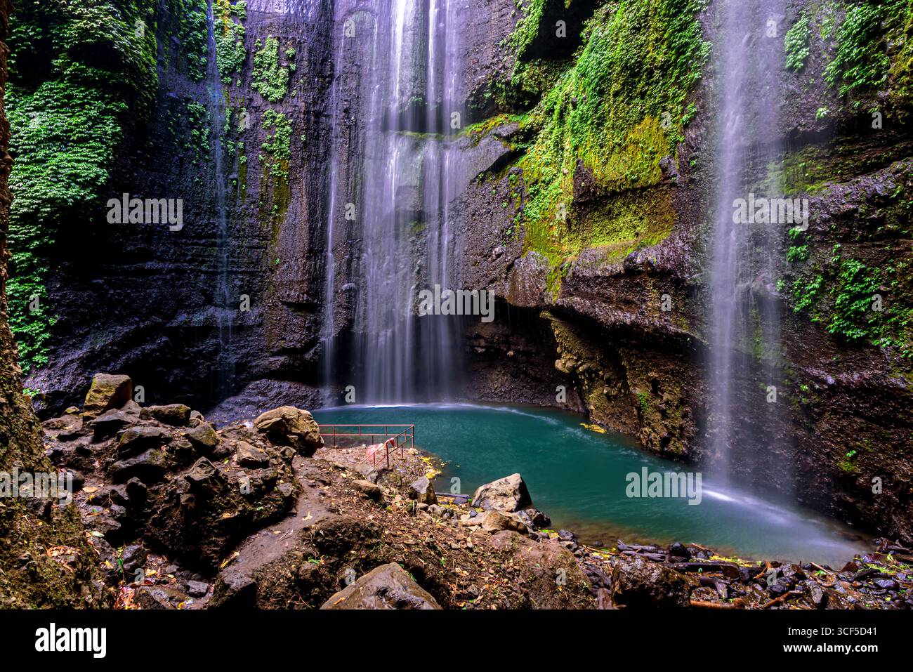 Der Madakaripura Waterfall (Probolinggo) ist der höchste Wasserfall im Deep Forest in Ost-Java, Indonesien. Der Wasserfall befindet sich in Bromo Tengger Semeru Nat Stockfoto