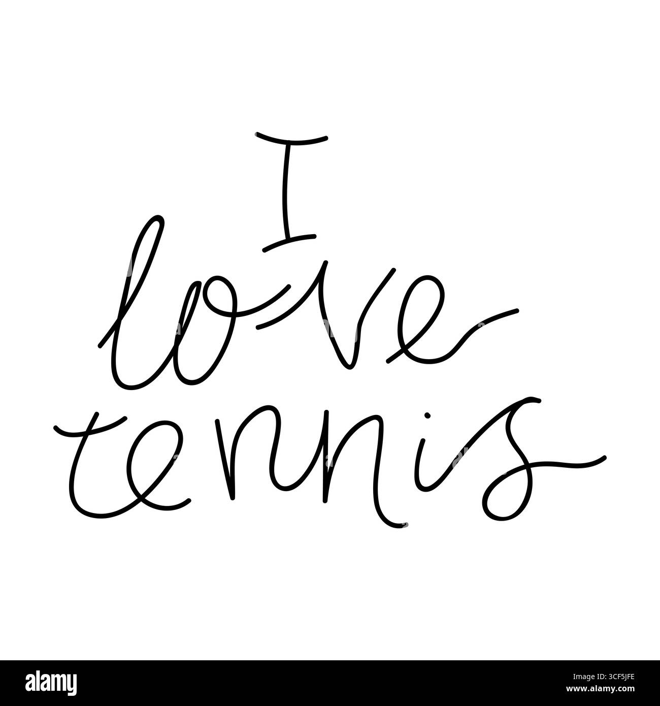 Kreatives handgeschriebenes Design, das die Liebe zum Tennis in minimalistischem Stil zum Ausdruck bringt Stock Vektor
