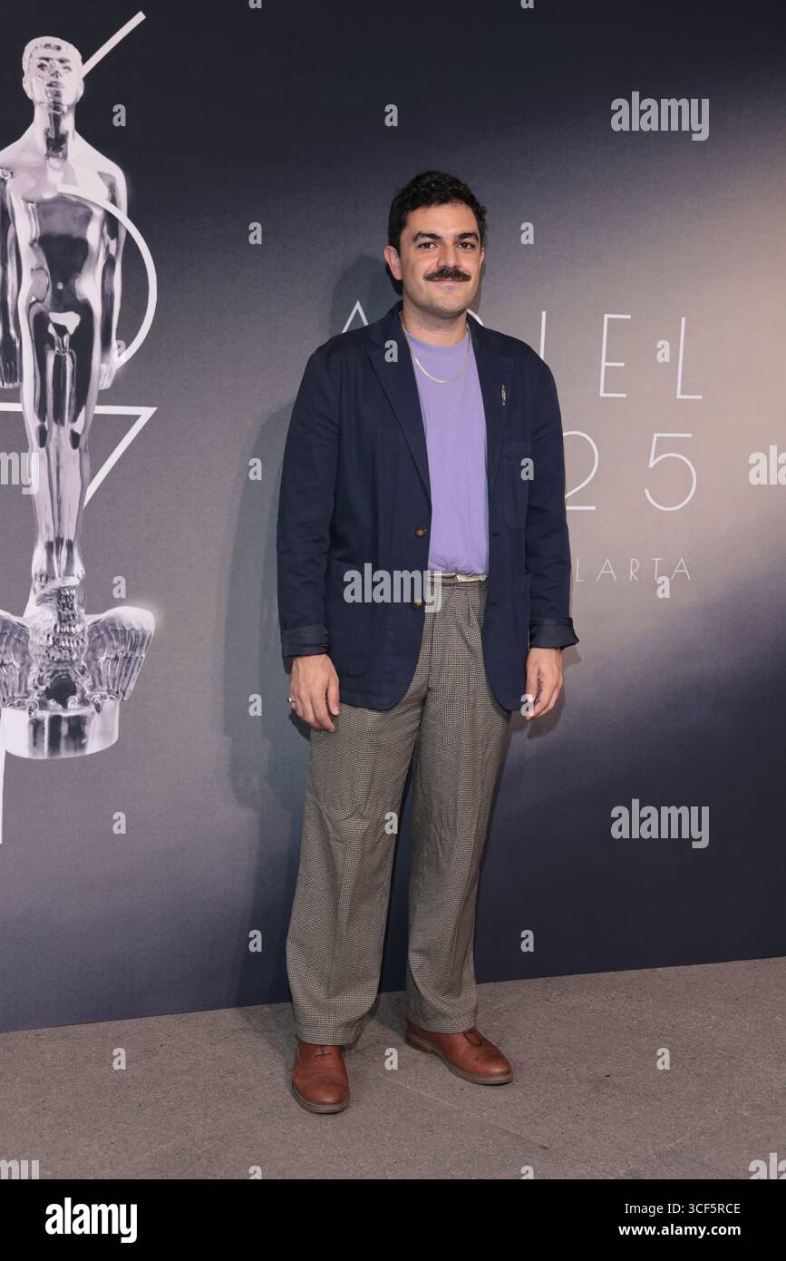 20. August 2025, Mexiko-Stadt, Ciudad de Mexico, Mexiko: Gerardo Coello Escalante nimmt an den Photocall für die 67. Ariel Awards der mexikanischen Akademie für kinematografische Kunst und Wissenschaften im Estudios Churubusco Teil. Am 20. August 2025 in Mexiko-Stadt. (Kreditbild: © Yamak Perea/OKULARIS via ZUMA Press Wire) NUR REDAKTIONELLE VERWENDUNG! Nicht für kommerzielle ZWECKE! Stockfoto