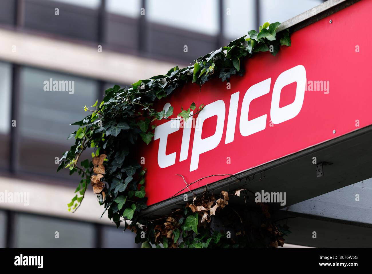 München, Deutschland. August 2025. Das tipico-Logo ist in einem Wettbüro in München (Bayern) zu sehen. Tipico ist ein internationaler Anbieter von Sportwetten, Casinospielen und einer Reihe von Spielen mit Sitz in Malta. In Deutschland gibt es mehr als 1000 verschiedene Niederlassungen des Unternehmens. (Beschriftung, Symbolbild, Symbolfoto, Illustration, Symbolfoto, illustratives Foto, Themenbild, allgemeines Bild, Themenfoto) Credit: Matthias Balk/dpa/Alamy Live News Stockfoto