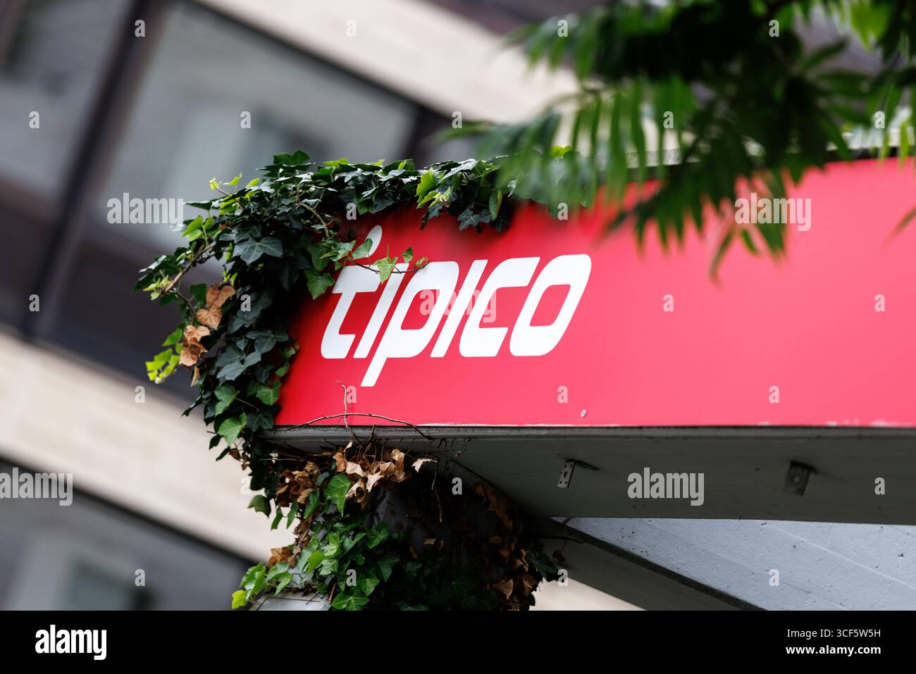 München, Deutschland. August 2025. Das tipico-Logo ist in einem Wettbüro in München (Bayern) zu sehen. Tipico ist ein internationaler Anbieter von Sportwetten, Casinospielen und einer Reihe von Spielen mit Sitz in Malta. In Deutschland gibt es mehr als 1000 verschiedene Niederlassungen des Unternehmens. (Beschriftung, Symbolbild, Symbolfoto, Illustration, Symbolfoto, illustratives Foto, Themenbild, allgemeines Bild, Themenfoto) Credit: Matthias Balk/dpa/Alamy Live News Stockfoto