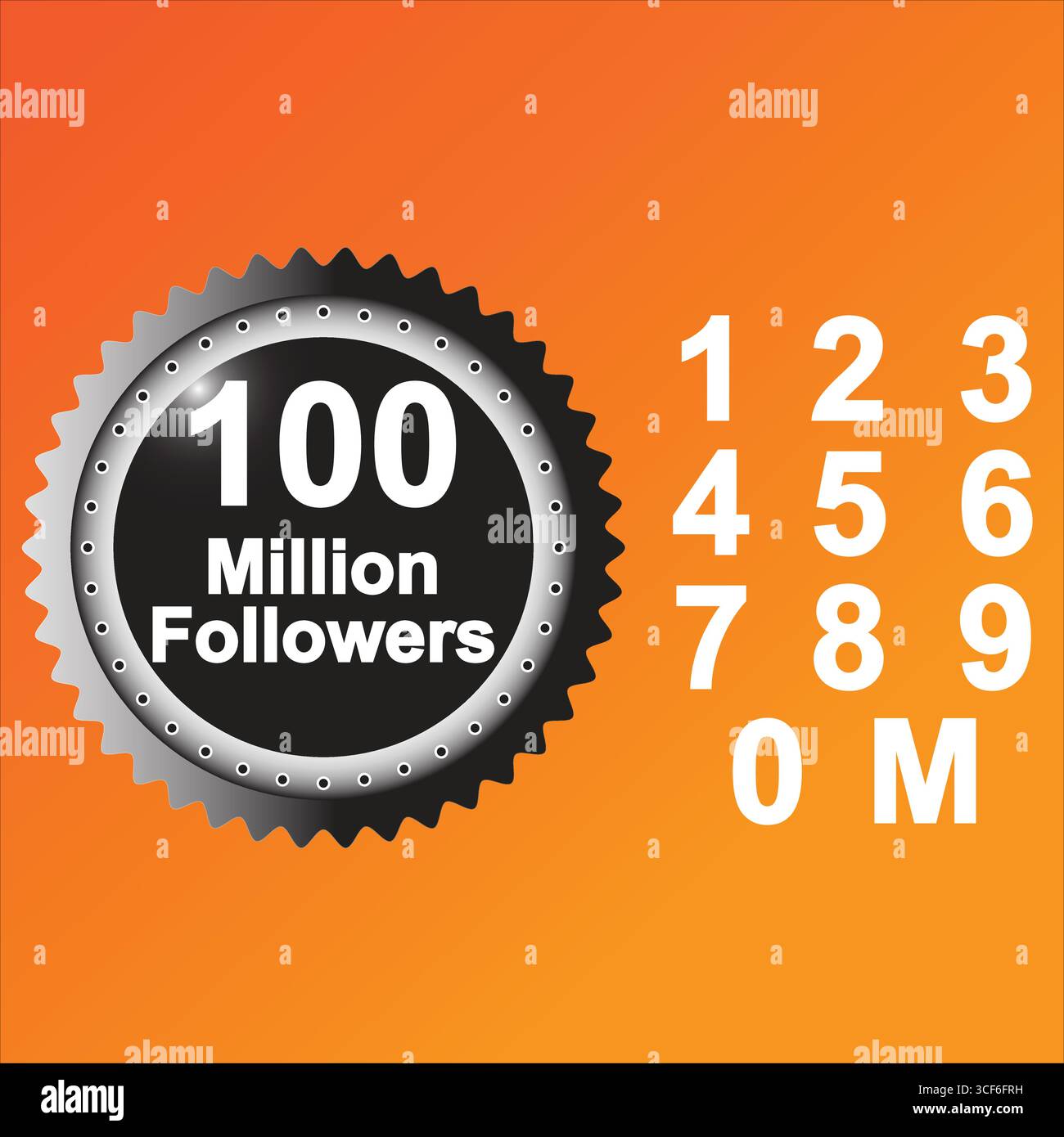 100 Millionen Follower feiern Vektor mit isoliertem weißem Hintergrund, editierbarem Social-Media-Kunstdesign für Meilenstein, vielen Dank und Glückwunsch Stock Vektor