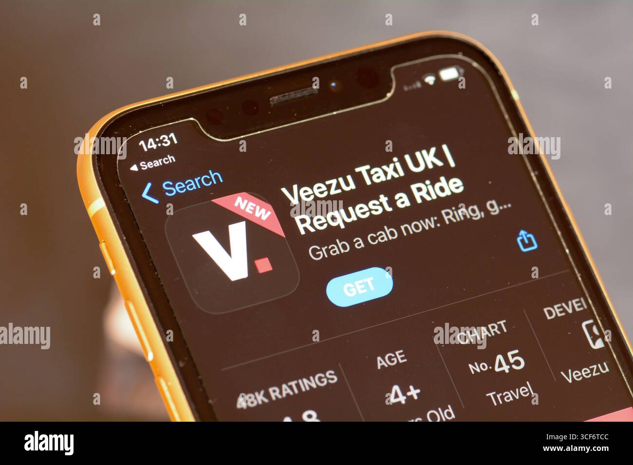 Veezu Taxi UK App im Apple App Store Stockfoto