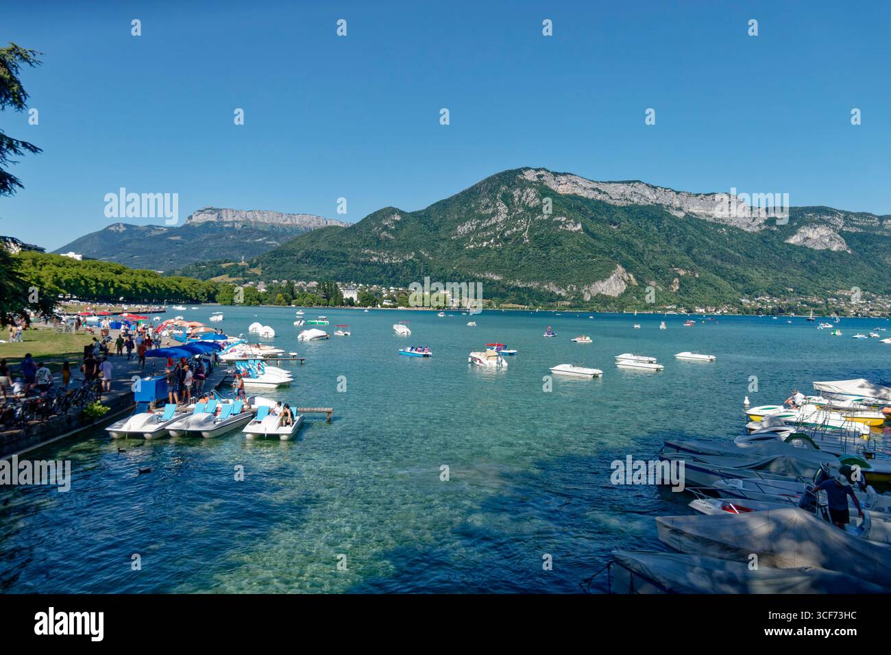 LAC d’Annecy , Annecy , See, Tretboote, Bootsverleih, Wassersport, Haute Savoie, Frankreich, Auvergne-Rhone-Alpes, Europa Stockfoto