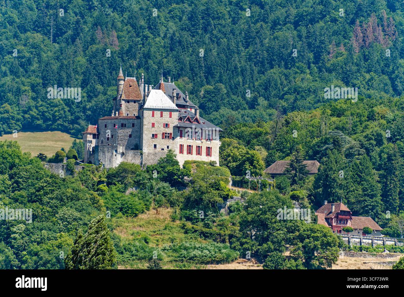 Burg Menthon-Saint-Bernard, Château de Menthon-saint-bernard , Annecy, Auvergne-Rhone-Alpes, Haute-Savoie, Frankreich, Stockfoto