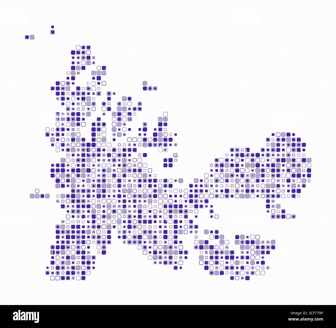 Französische südliche und antarktische Länder, die Form des Landes, gebaut aus farbigen Zellen. Stock Vektor