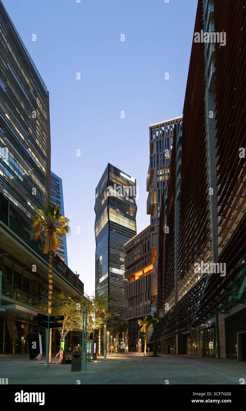 Moderne Gebäude im King Abdullah Financial District (KAFD), Riad, Saudi-Arabien. Stockfoto