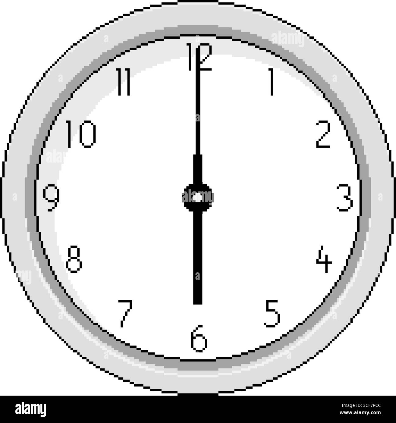 Pixel Art Clock at Six O'Clock – Vektor-Illustration Stock Vektor