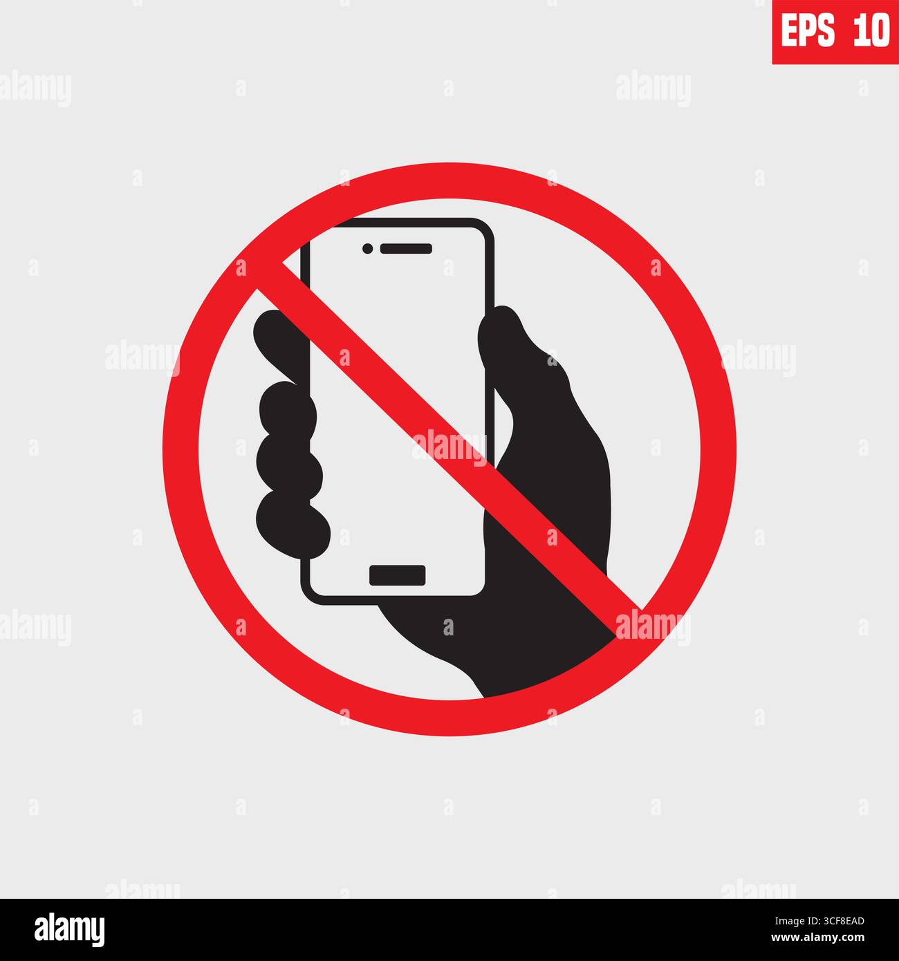 Vektorgrafik für kein Mobiltelefon, Warnsymbol nicht Mobiltelefonsymbol verwenden, Mobiltelefon verboten. Kein Handyschild, Schild mit eingeschränktem Bereich Stock Vektor