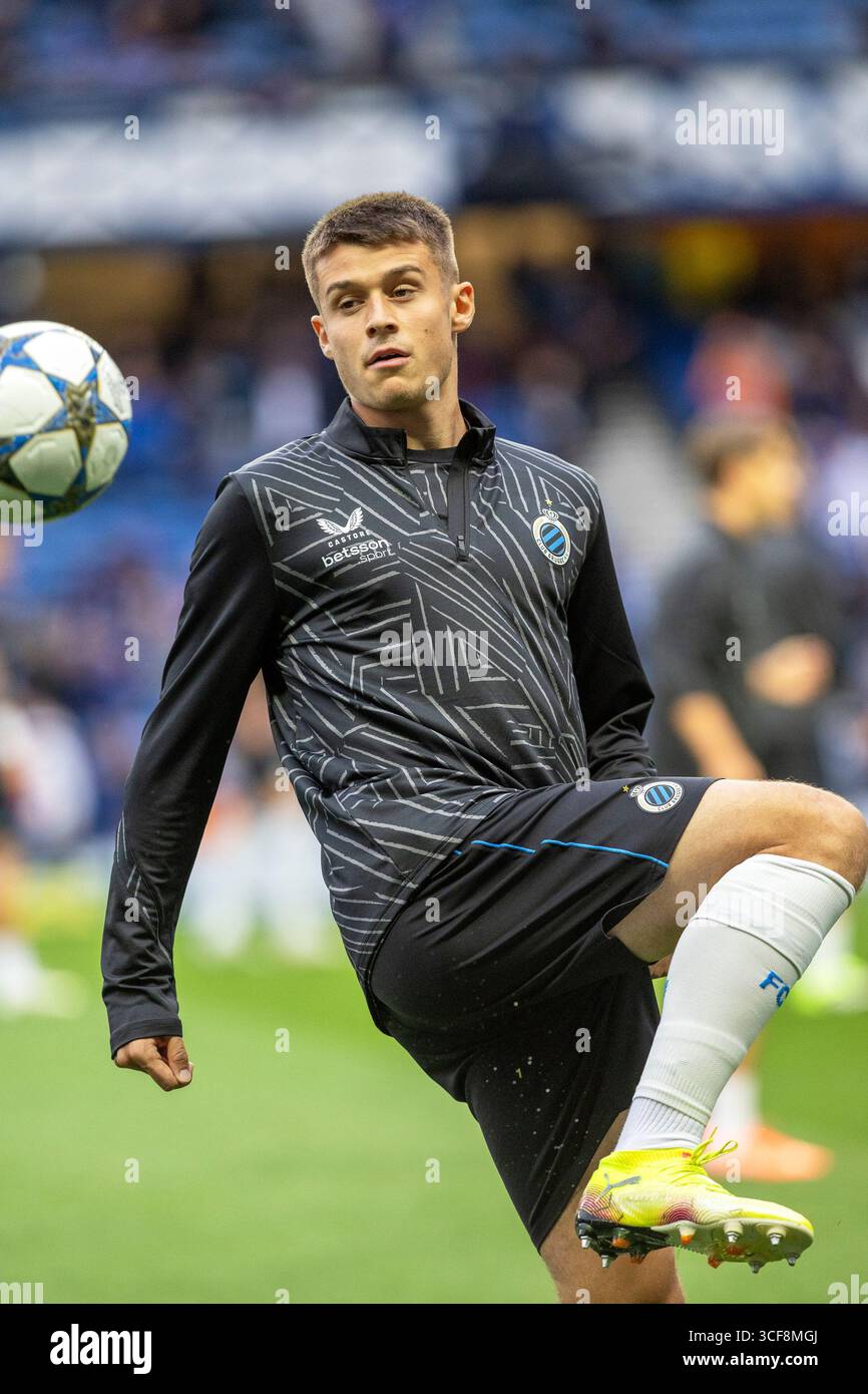 NICOLO TRESOLDI, Profi-Fußballspieler, spielt derzeit für den FC Brugge, einen belgischen Premier-Fußballverein Bild, das während eines Trainings aufgenommen wurde Stockfoto