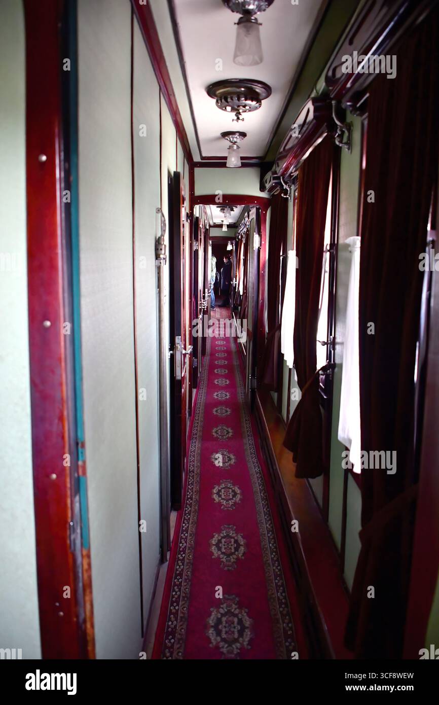 Innen, Stalins persönlicher Eisenbahnwagen, Gori, Georgia Stockfoto