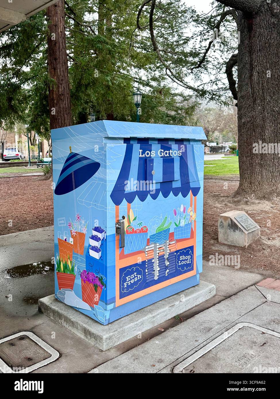 Gemalte Gebrauchsschachtel Street Art in Los Gatos - Smartphone-aufgenommenes Stockfoto