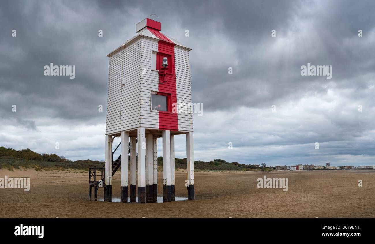 Burnham-on-Sea, Somerset - der Low Lighthouse ist einer von drei historischen Leuchttürmen in Burnham-on-Sea, Somerset, England und der einzige der drei Leuchttürme Stockfoto