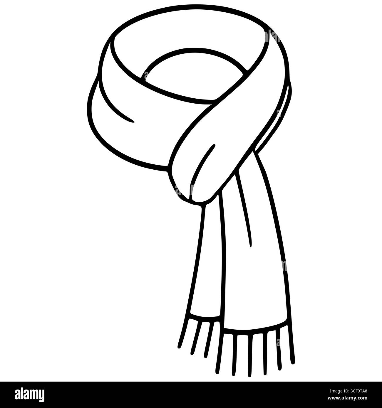 Stilvolle Vektor-Illustration eines Winterschals, ordentlich gefaltet und gebunden, mit einem einfachen, handgezeichneten Stil und Fransenenden, perfekt für Mode oder Winter Stock Vektor