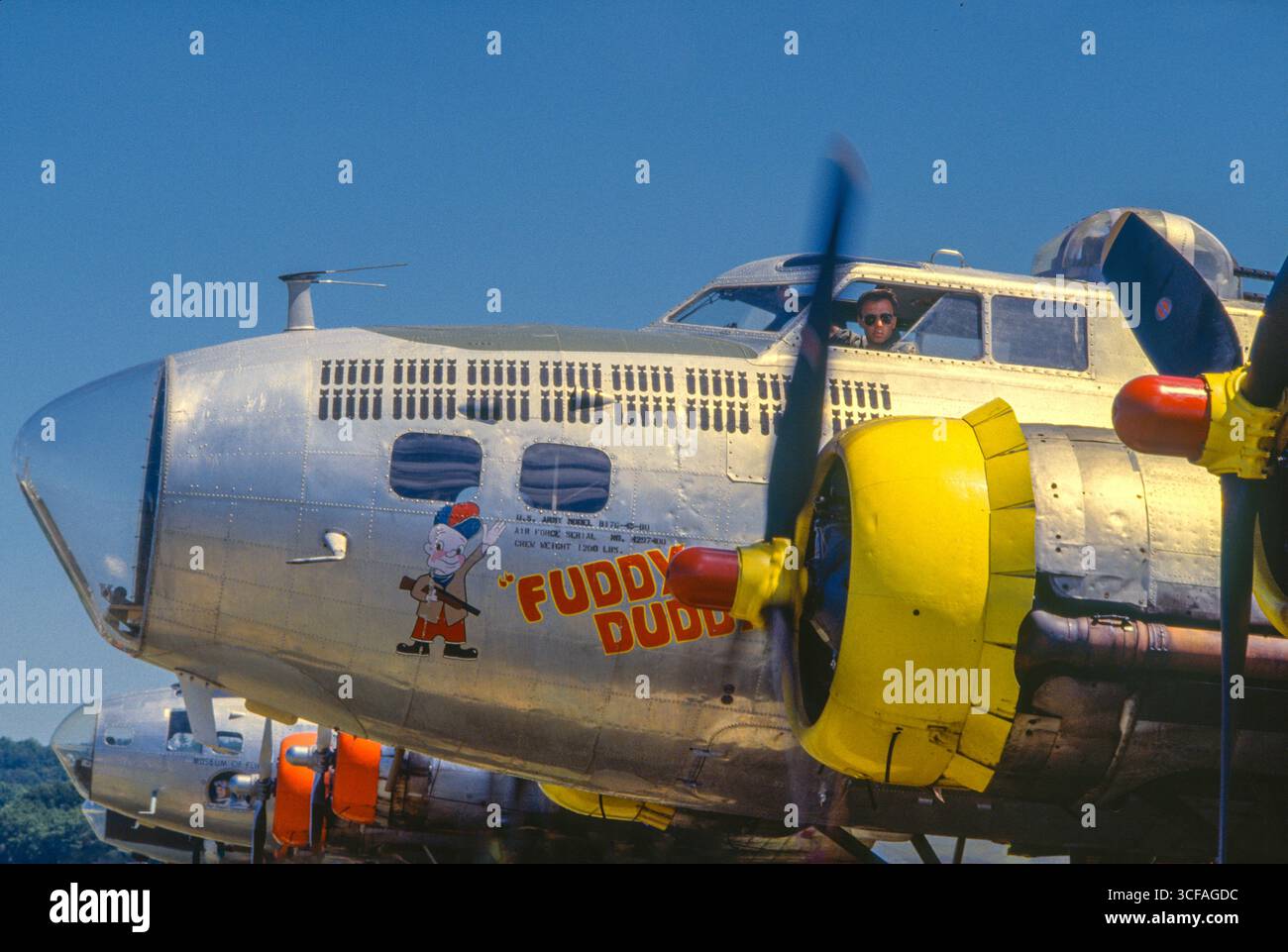 B-17 Nase Art.. Verrückter Duddy. Stockfoto