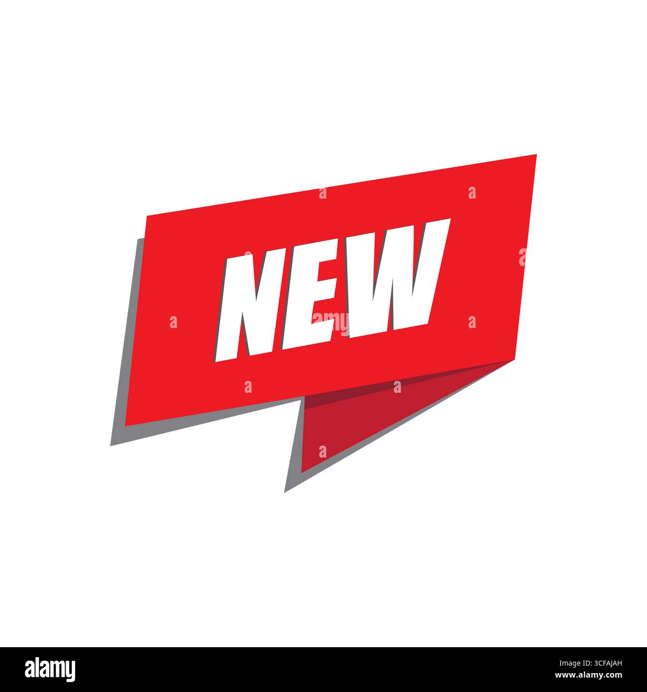 Neuer Etikettenaufkleber. Rotes Farbband. Vektor-Verkaufsabzeichen. Modernes Marketingsymbol. Stock Vektor