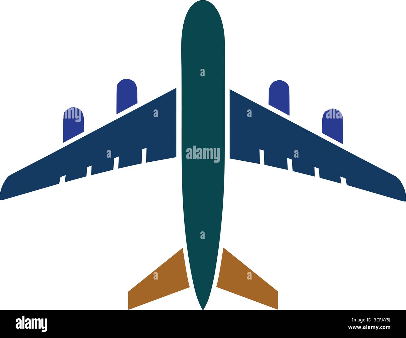 Flugzeug Top View Vektor-Symbol für Reise Luftfahrt Flug und Transport Design Stock Vektor