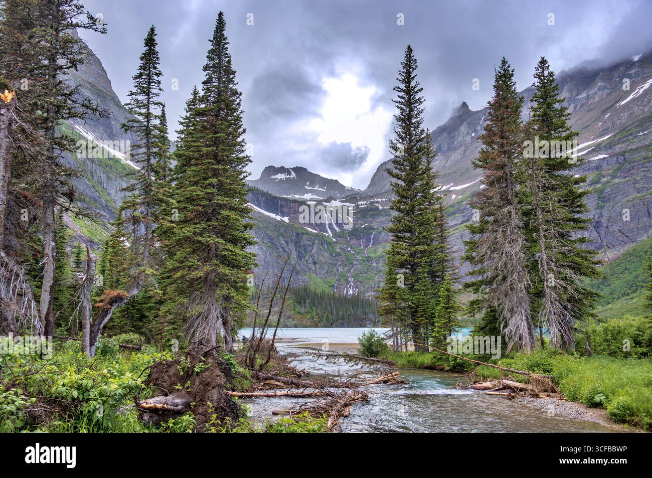 Grinnell Lake im Glacier National Park, Montana im Juni Stockfoto