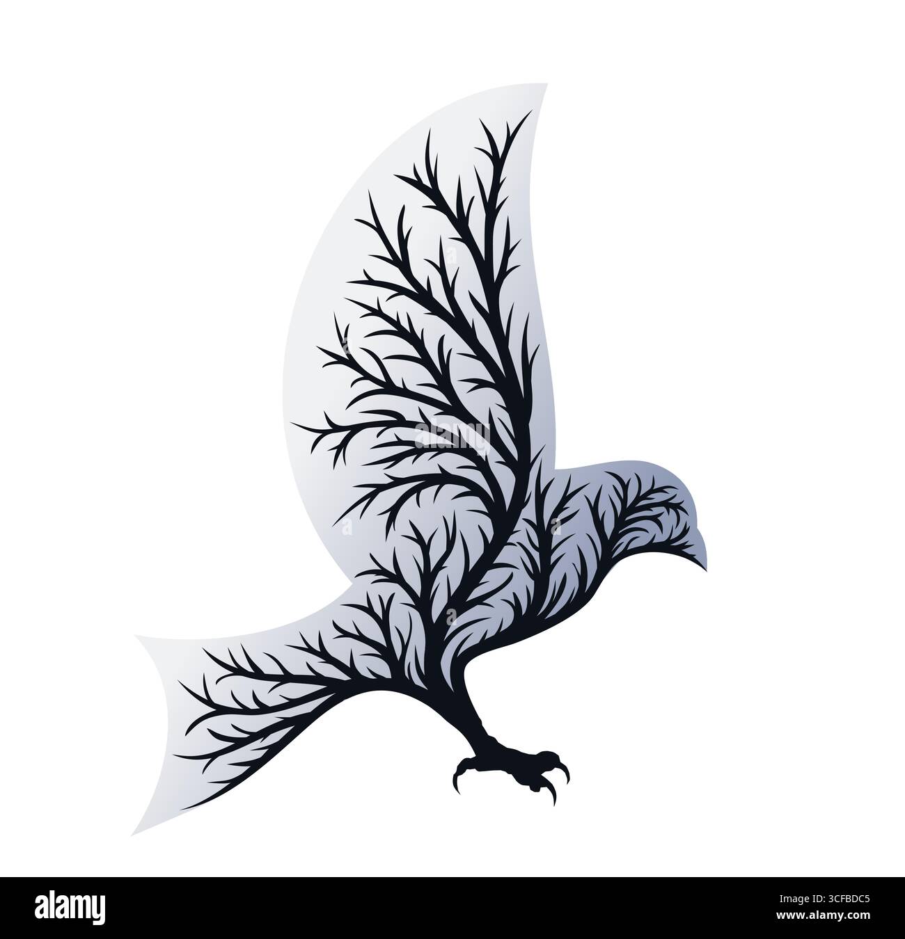 Das Symbol des Raubvogels im Herbstwald. Stock Vektor