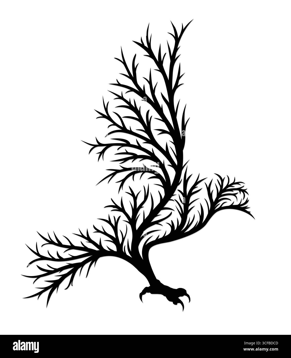 Das Symbol des Raubvogels im Herbstwald. Stock Vektor