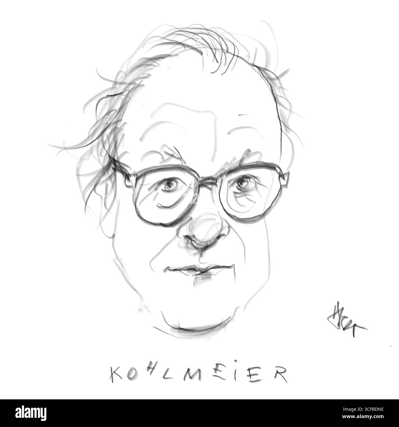 Bleistiftporträt des Schriftstellers Kohlmeier Stockfoto