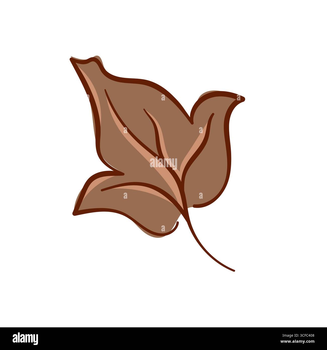 Braune Herbstblatt-Illustration von Baumwolle isoliert auf weißem Hintergrund in flacher Art. Einfaches, saisonales Herbstlaub-grafisches Element für Natur und Stock Vektor