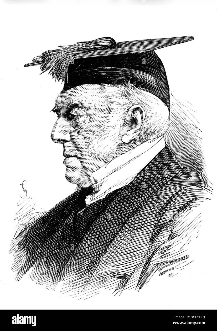 Dr. R. Bullock-Marsham, Direktor des Merton College, Oxford, 1881. Der einzige unter den Colleges in Oxford, der kein Geistlicher, sondern der älteste von allen war, war Dr. Robert Bullock-Marsham. Er studierte in Eton und an der Christ Church in Oxford, wo er 1807 seinen Bachelor machte. 1811 wurde er in ein Fellowship am Merton College gewählt. 1826 wurde er ausgewählt, um die Wächterschaft zu besetzen – ein Posten, der noch vor einem halben Jahrhundert erreicht wurde. Laien waren teilnahmeberechtigt. Er war der Oberhaupt eines Hauses in Oxford... Dr. Marsham war Magistrat und stellvertretender Lieutenant für Oxfordshire. Er war c Stockfoto