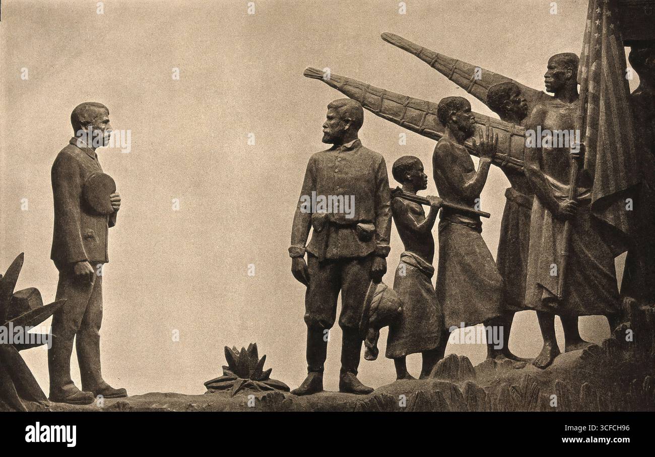 David Livingstone Memorial in Blantyre; Livingstone verabschiedet sich von Stanley, um 1910. Stockfoto