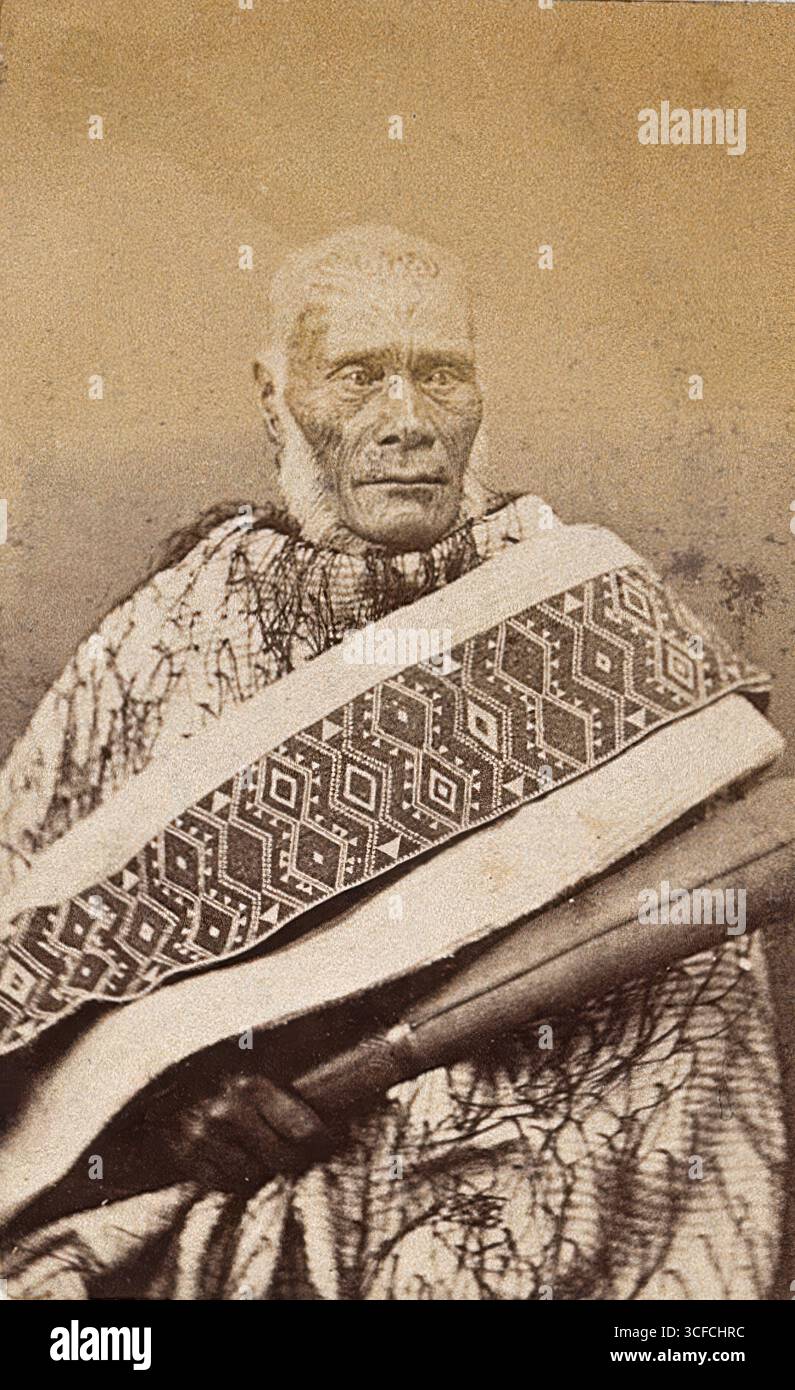 Neuseeland: Ein Maori-Mann, 19. Jahrhundert. Stockfoto