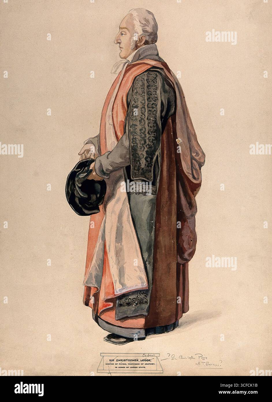 Ein Doktor der Physik von Oxford in seinen zeremoniellen Gewändern, Oxford, 1820er Jahre. Stockfoto