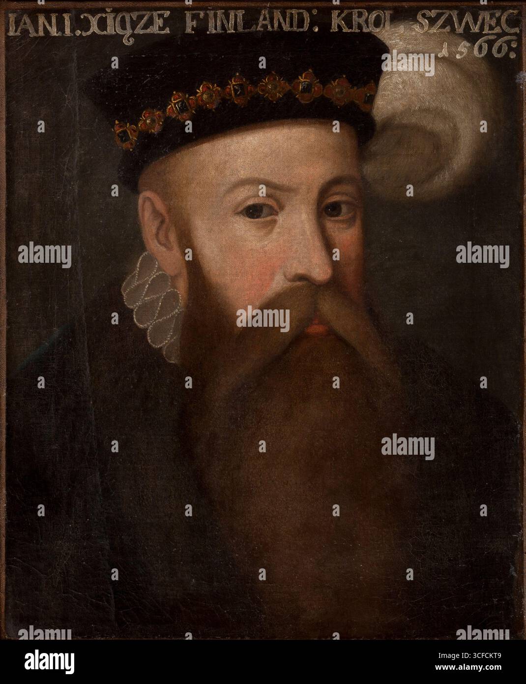Porträt von Johannes III. Vasa (1537–1592), König von Schweden, 2. Hälfte des 16. Jahrhunderts. Weitere Informationen: 1526, nach dem Tod von König Zygmunt Stary und der Abreise von Königin Bona nach Italien, heiratete eine ihrer Töchter, Katharina (* 1526), John Vasa (11 Jahre jünger als sie), Prinz von Finnland, Sohn des schwedischen Königs Gustav Vasa. Er ging mit ihrem frisch verheirateten Ehepartner nach Åbo (Fin. Turku) in Finnland, einem Teil des Königreichs Schweden. Im folgenden Jahr befahl ihm der schwedische König Erich XIV., Johns Halbbruder, nach Stockholm zu kommen und dann zu akkulieren Stockfoto Porträt von Johannes III. Vasa (1537–1592), König von Schweden, 2. Hälfte des 16. Jahrhunderts. Weitere Informationen: 1526, nach dem Tod von König Zygmunt Stary und der Abreise von Königin Bona nach Italien, heiratete eine ihrer Töchter, Katharina (* 1526), John Vasa (11 Jahre jünger als sie), Prinz von Finnland, Sohn des schwedischen Königs Gustav Vasa. Er ging mit ihrem frisch verheirateten Ehepartner nach Åbo (Fin. Turku) in Finnland, einem Teil des Königreichs Schweden. Im folgenden Jahr befahl ihm der schwedische König Erich XIV., Johns Halbbruder, nach Stockholm zu kommen und dann zu akkulieren Stockfoto