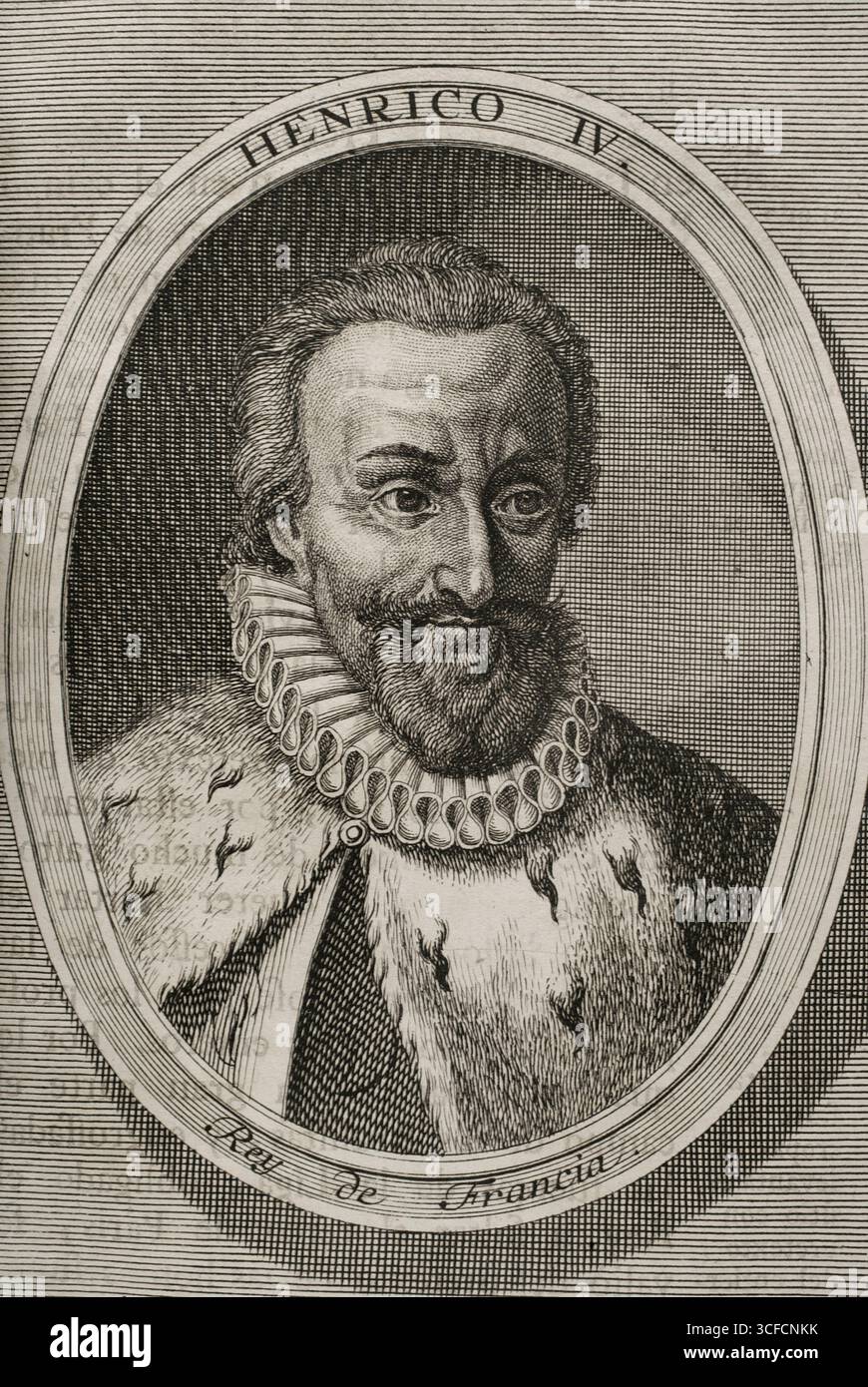 Heinrich IV. Der große, 1748. Heinrich IV. (1553–1610) war König von Navarra als Heinrich III. (1572–1610) und König von Frankreich als Heinrich IV. (1589–1610), 1748. Aus "Kriege von Flandern", Ausgabe in Antwerpen, 1748. Stockfoto