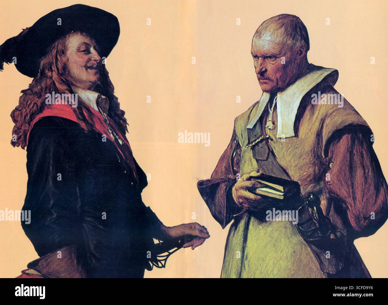 Ein stilvoller Kavalier und ein typischer Puritaner. 19. Gemälde von John Pettie Stockfoto