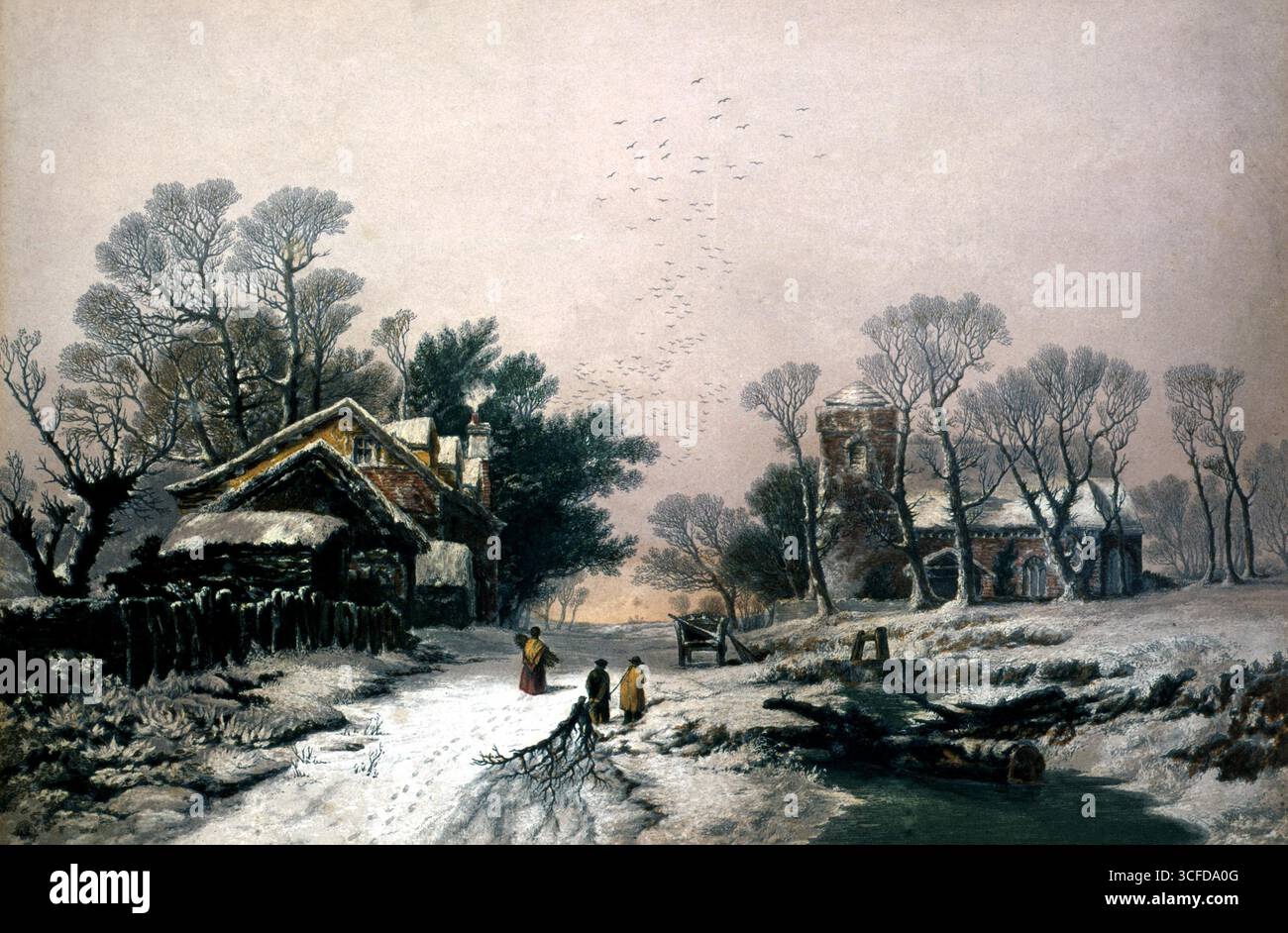 Winter von George Baxter 1804-67 Stockfoto