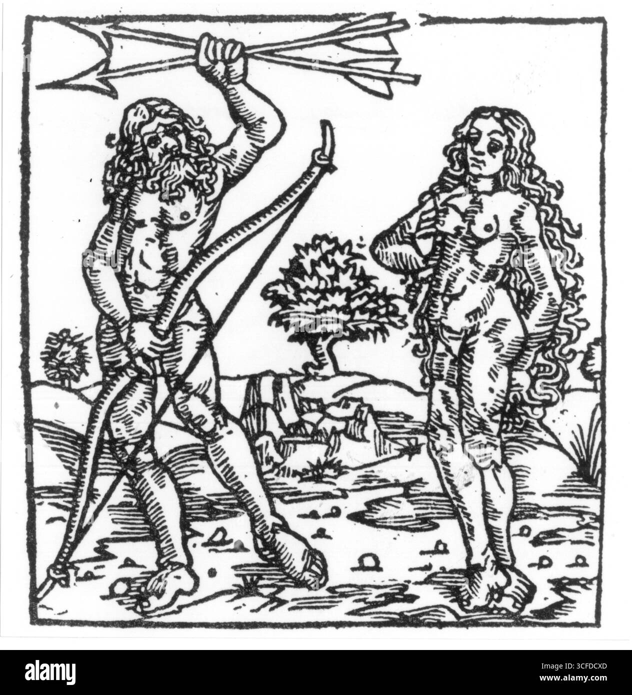 Christoph Kolumbus : 1451 - 1506 , Navigator und Entdecker am besten bekannt als der Mann , der Amerika entdeckte . Hier ist ein Holzschnitt von dem, was Columbus entdeckt hat, Indianer Stockfoto