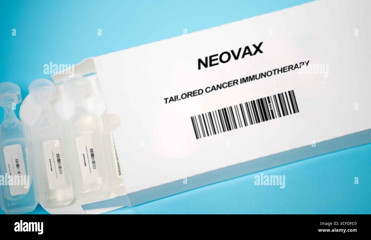 NeoVax personalisierte Neoantigen-basierte Impfstoff-maßgeschneiderte Krebsimmuntherapie verwendet patientenspezifische Neoantigene, die durch Tumorsequenzierung identifiziert werden, um zu provozieren Stockfoto