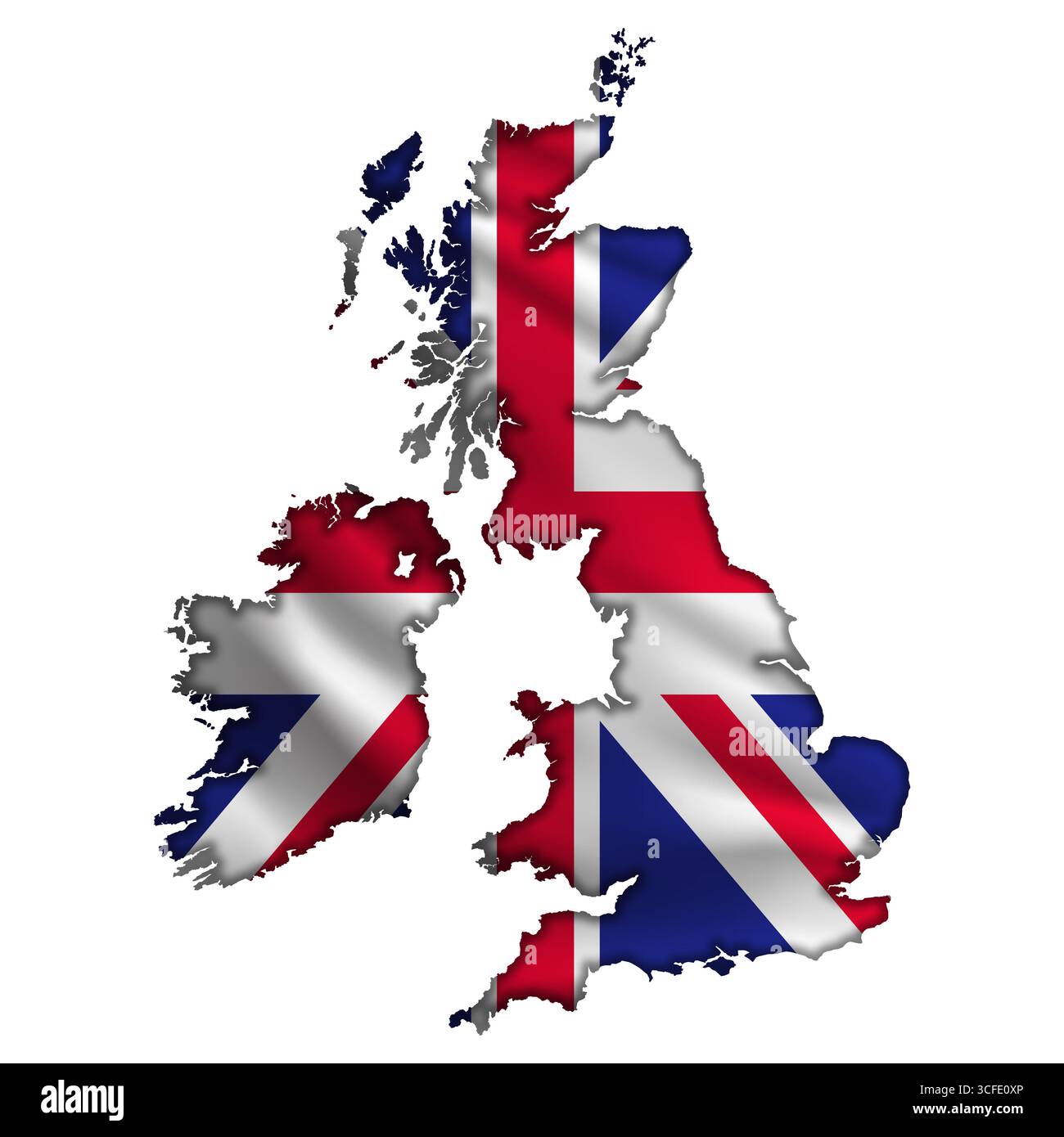 Unter abstrakter Flagge des Vereinigten Königreichs in Form einer Karte Stockfoto