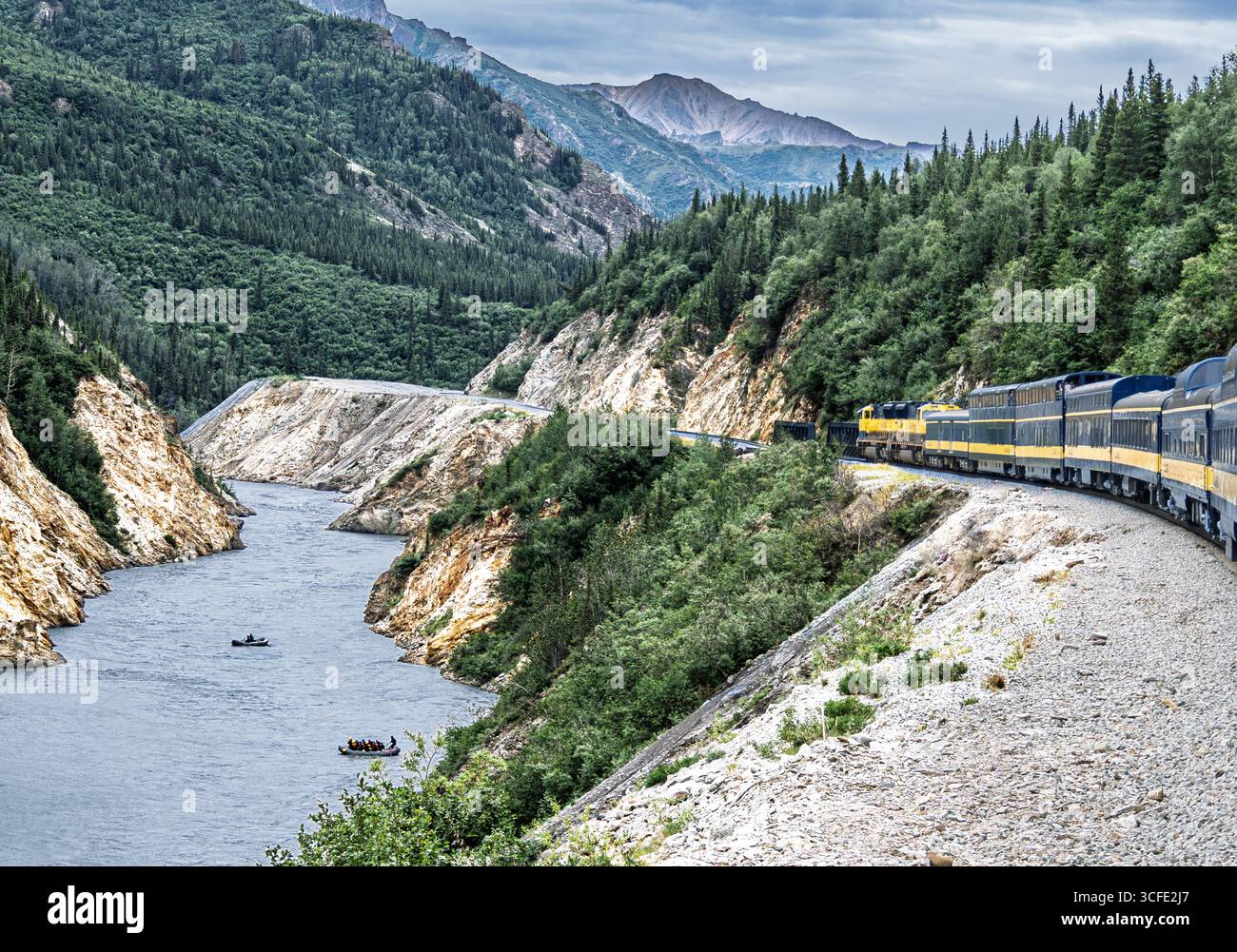 Der Alaska Express von Fairbanks in der Nähe von Talkeetna, Alaska, USA Stockfoto