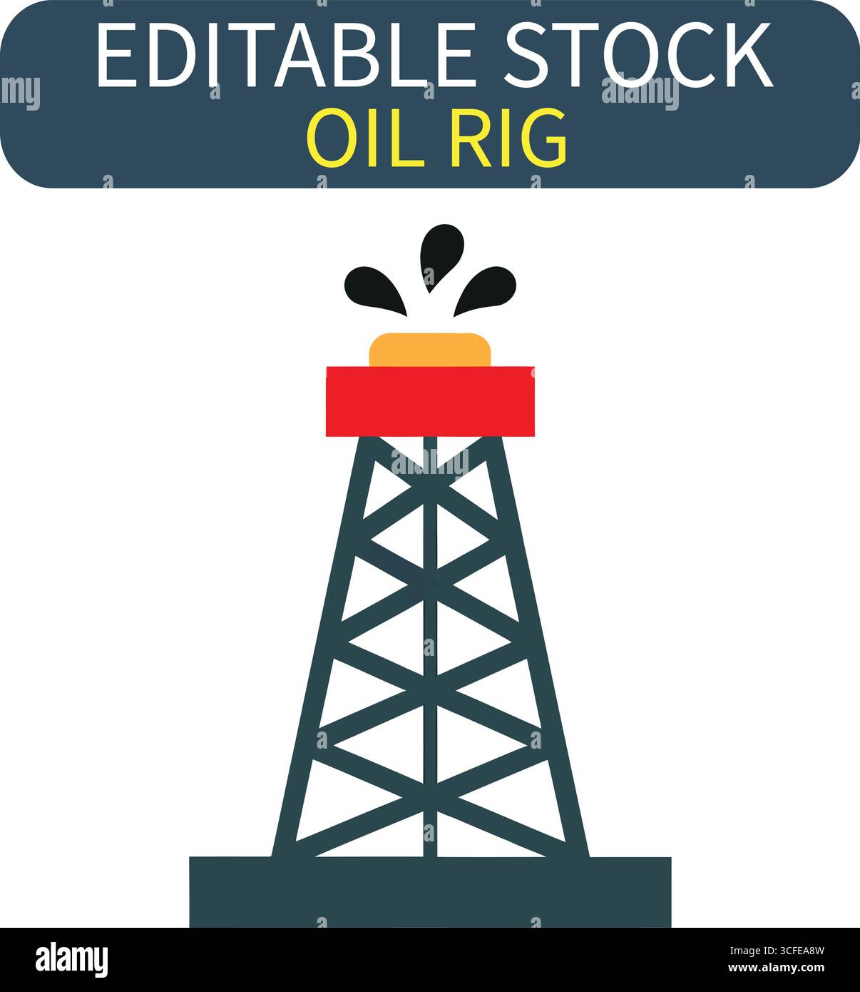 Grafik der Förderplattform für Bohrinseln in der Energiewirtschaft für nachhaltige Entwicklungskonzepte und Erdöltechnikprojekte in leuchtenden Farben Stock Vektor