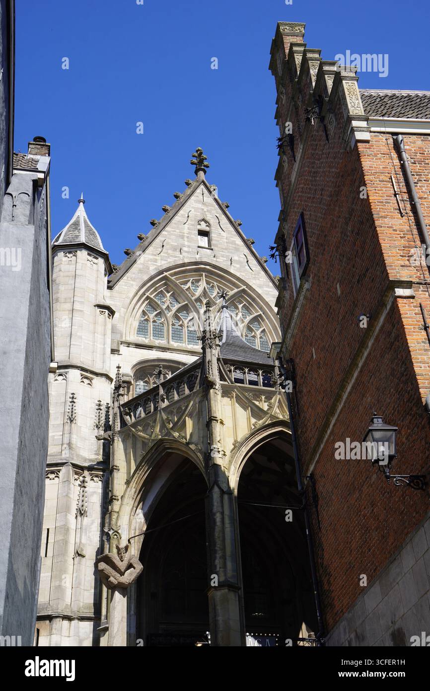 Die gotische Fassade, St. Stephans Kirche, Nijmegen, Niederlande Stockfoto