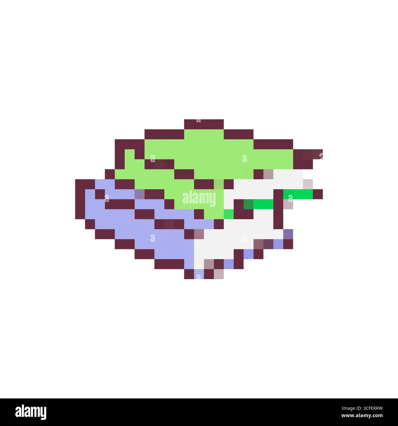 Pixelkunst im Mosaikstil mit gestapeltem farbenfrohen Zeichentrickdesign und Retro-Ästhetik Stock Vektor