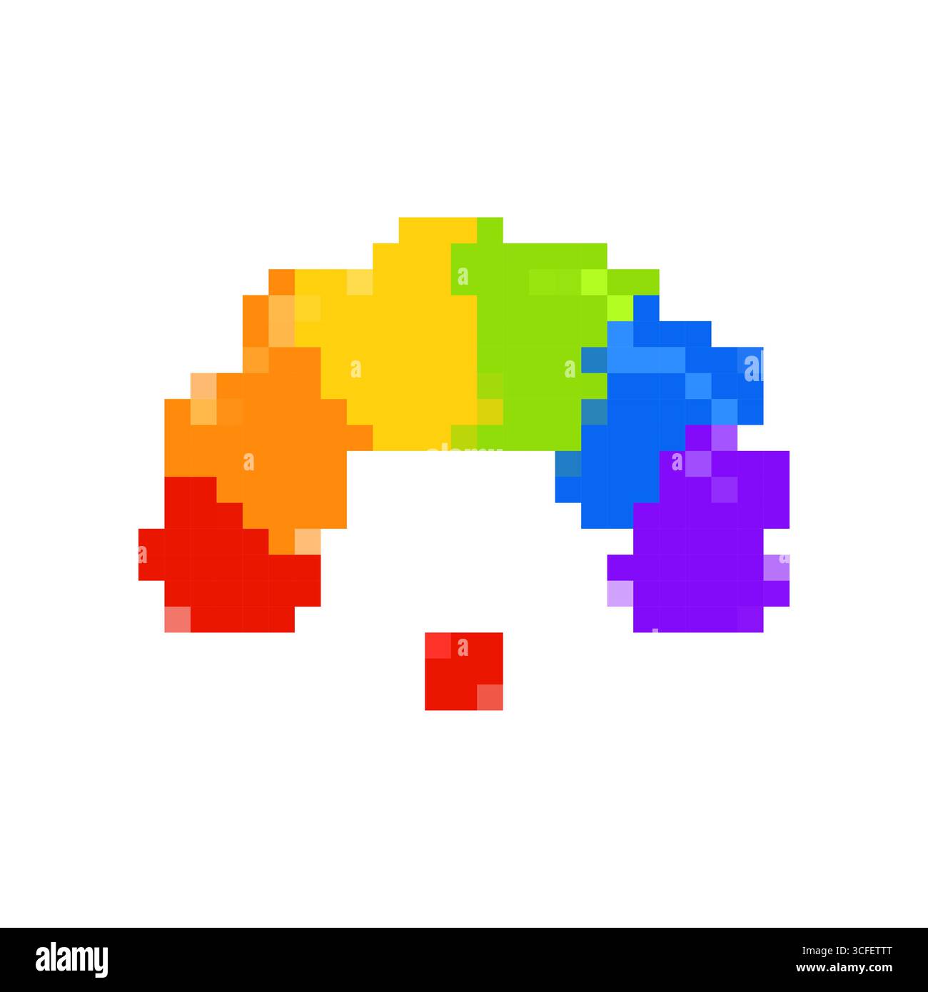 Regenbogenfarben im Mosaikpixelstil mit leuchtenden Farben und einfachen roten Akzenten Stock Vektor