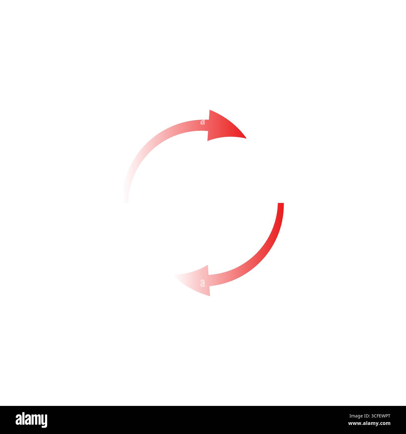 Pfeil zur Anzeige von Kreisfluss und Bewegung in fettgedrucktem Rot zur dynamischen Bewegungsdarstellung Stock Vektor
