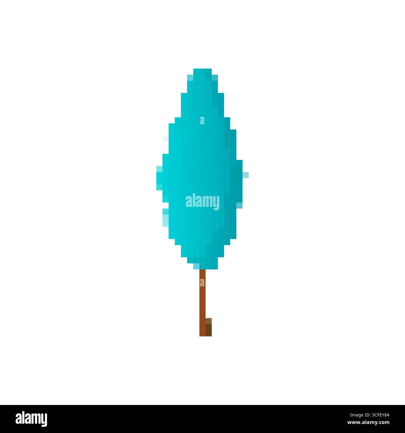 Mosaikkunstbaum mit blauen Blättern und braunem Stamm, Symbol im Retro-Stil für Naturliebhaber Stock Vektor