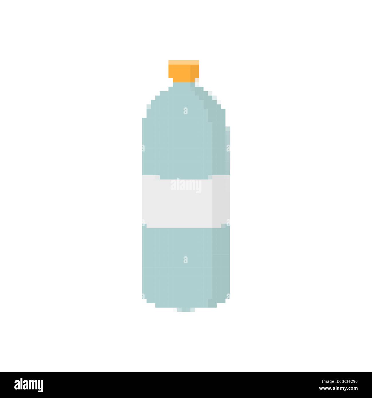 Wasserflasche mit Mosaikpixel mit schlichtem Design und einfacher Form für visuelle Wirkung und Klarheit Stock Vektor