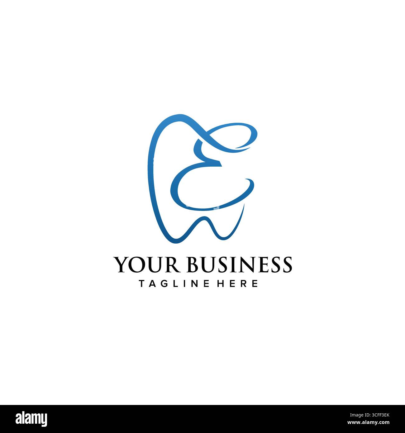 Zahnklinik Initial Letter E Logo Design Continuousline Luxus Stil. Vektorabbildung Stock Vektor