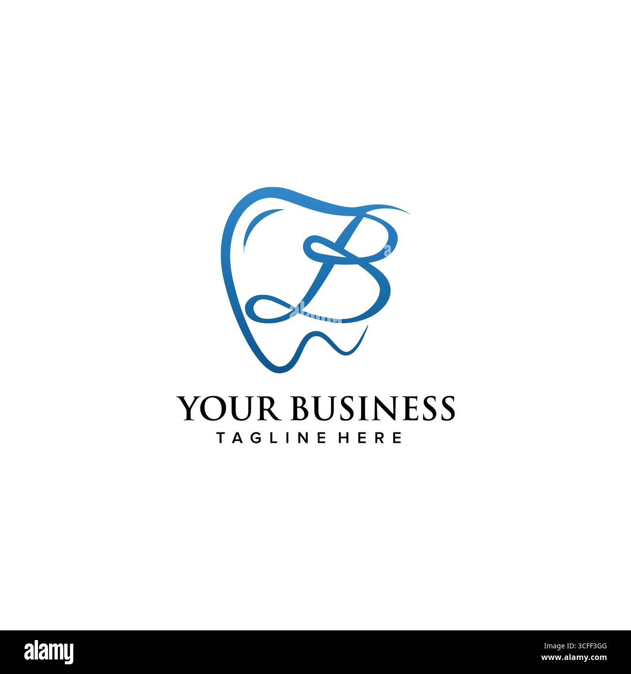 Zahnärztliche Klinik Initial Letter B Logo Design Continuous-line Luxus Stil. Vektorabbildung Stock Vektor