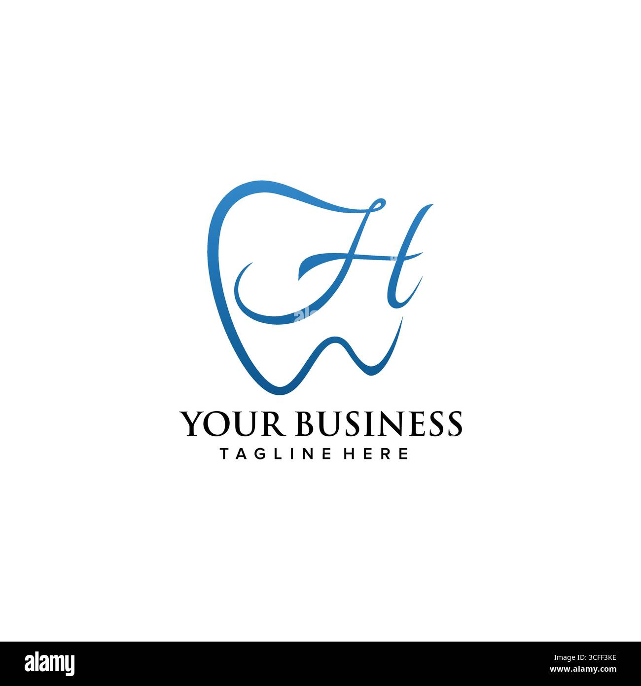 Zahnärztliche Klinik Anfangsbuchstabe H-Logo-Design kontinuierlicher Luxus-Stil. Vektorabbildung Stock Vektor